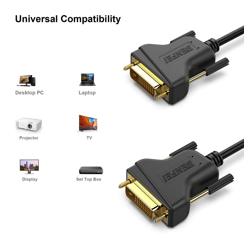 BENFEI DVI to DVI 10 Feet Cable 2K@60Hz Dual Link, DVI-D to DVI-D Cable - Image 3